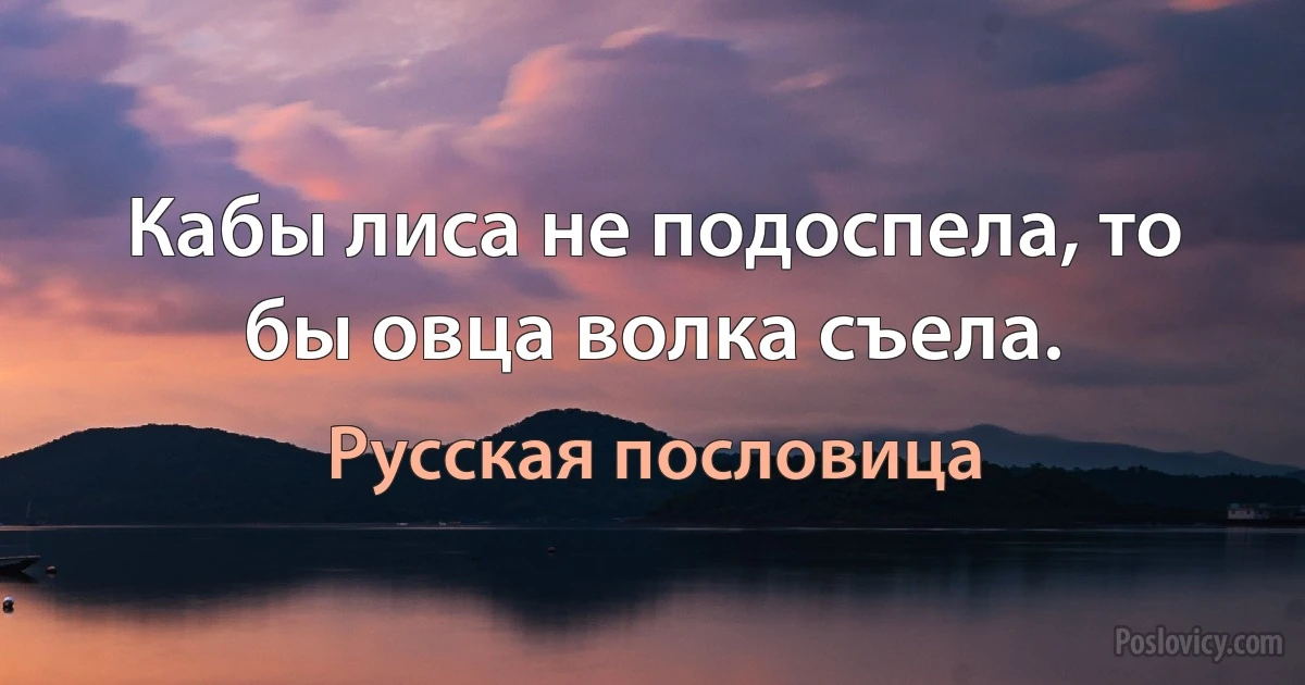 Кабы лиса не подоспела, то бы овца волка съела. (Русская пословица)