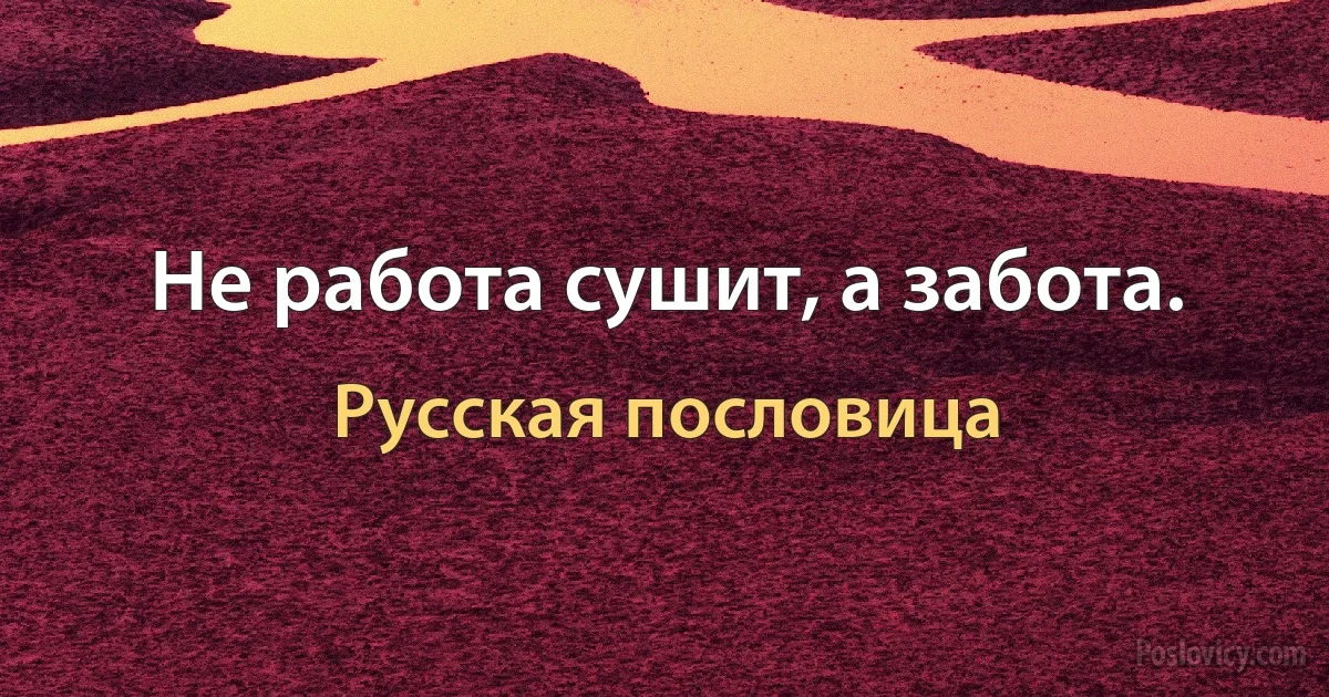 Не работа сушит, а забота. (Русская пословица)