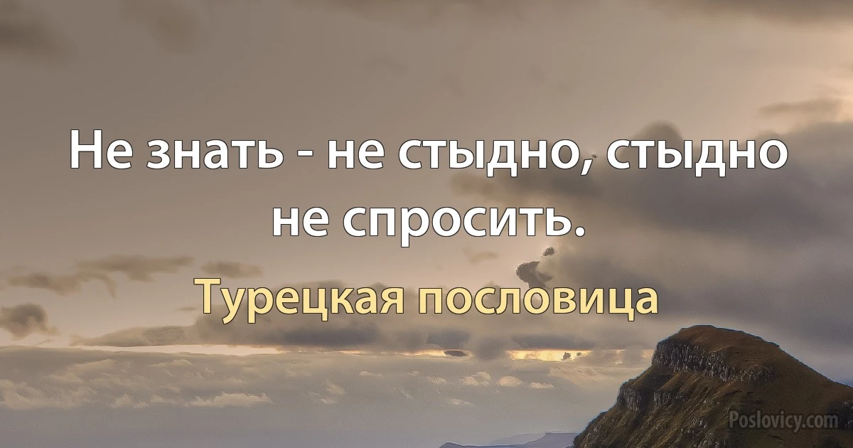 Не знать - не стыдно, стыдно не спросить. (Турецкая пословица)