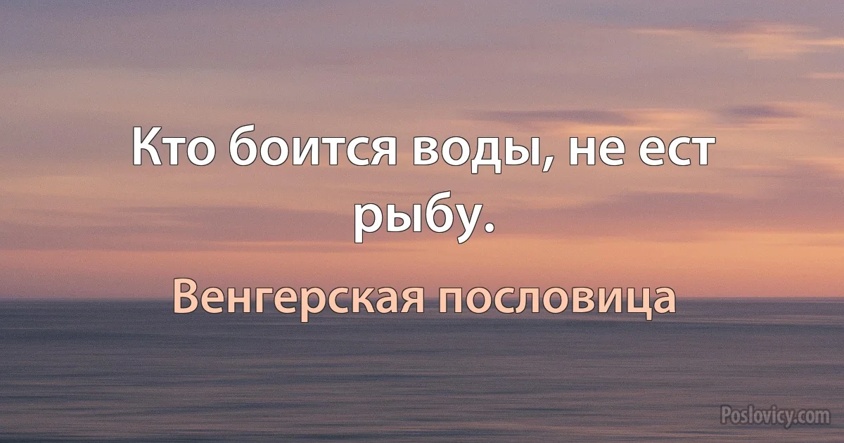 Кто боится воды, не ест рыбу. (Венгерская пословица)