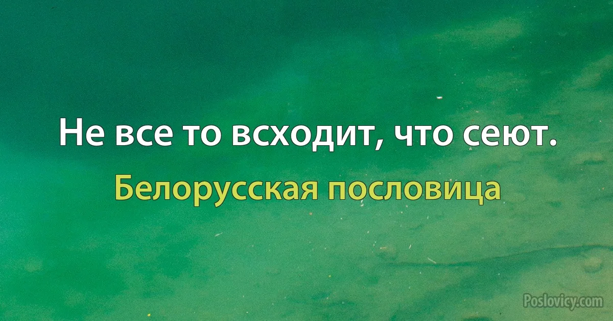 Не все то всходит, что сеют. (Белорусская пословица)