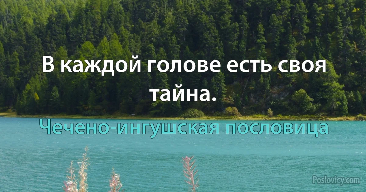 В каждой голове есть своя тайна. (Чечено-ингушская пословица)