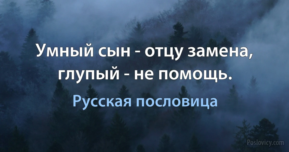 Умный сын - отцу замена, глупый - не помощь. (Русская пословица)