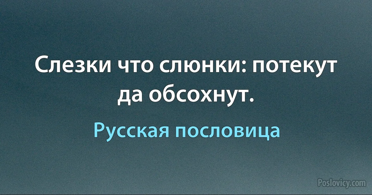 Слезки что слюнки: потекут да обсохнут. (Русская пословица)