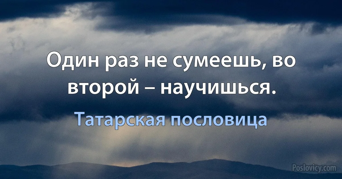 Один раз не сумеешь, во второй – научишься. (Татарская пословица)