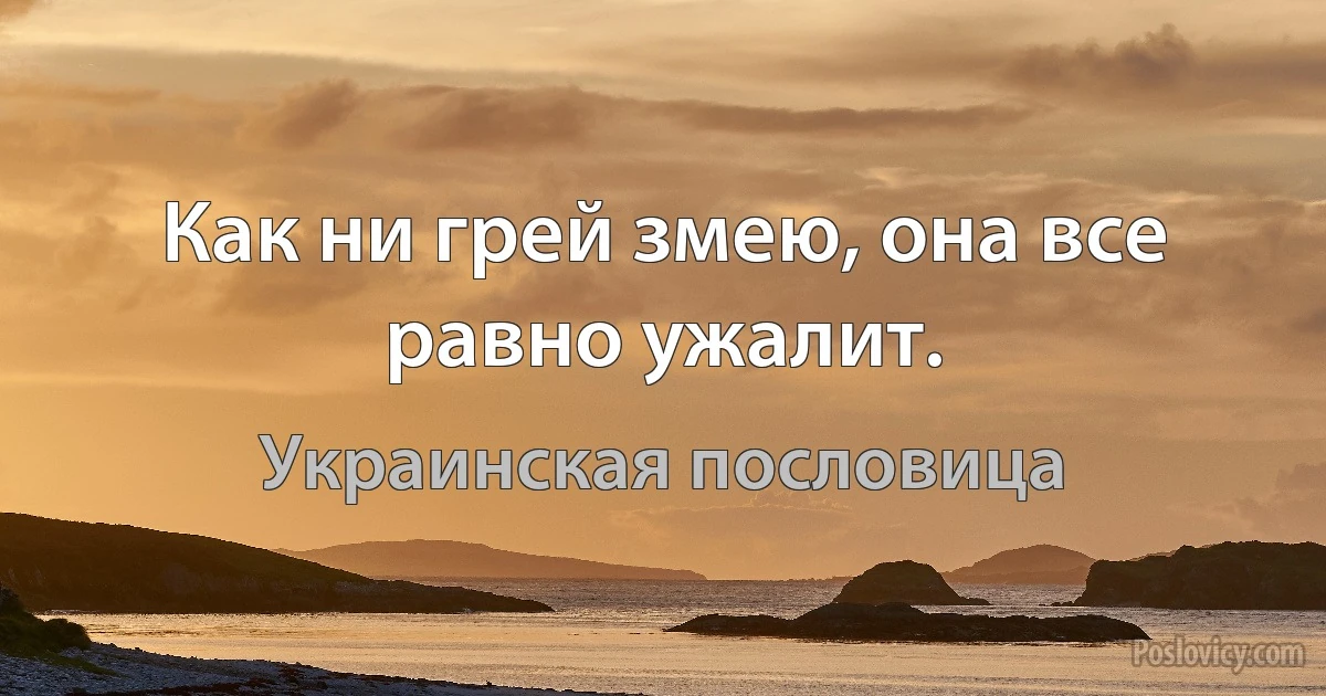 Как ни грей змею, она все равно ужалит. (Украинская пословица)