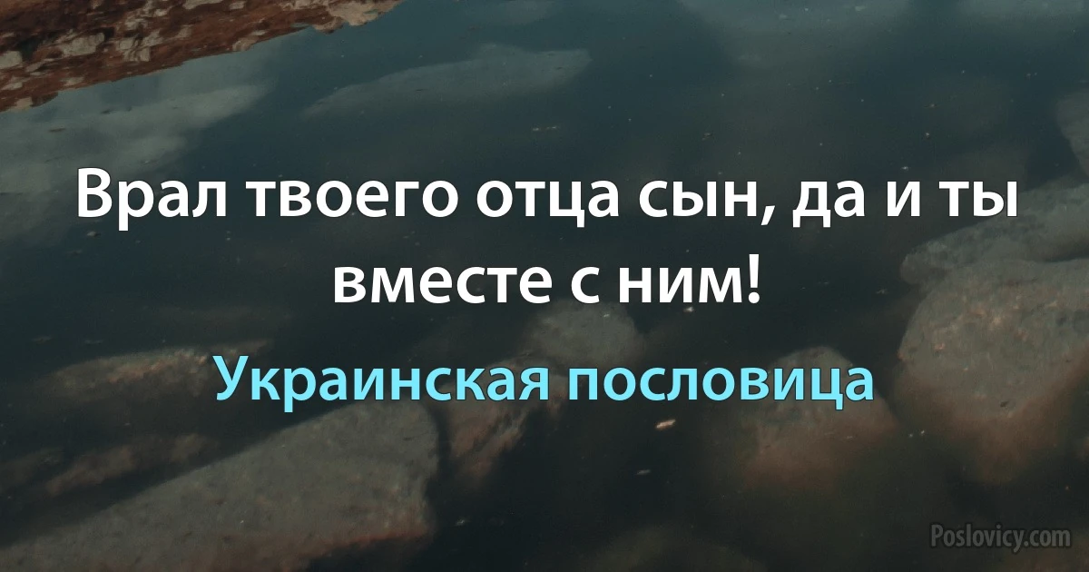 Врал твоего отца сын, да и ты вместе с ним! (Украинская пословица)