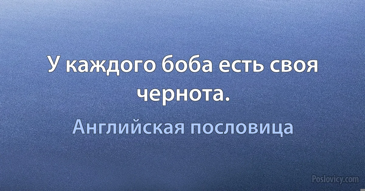 У каждого боба есть своя чернота. (Английская пословица)