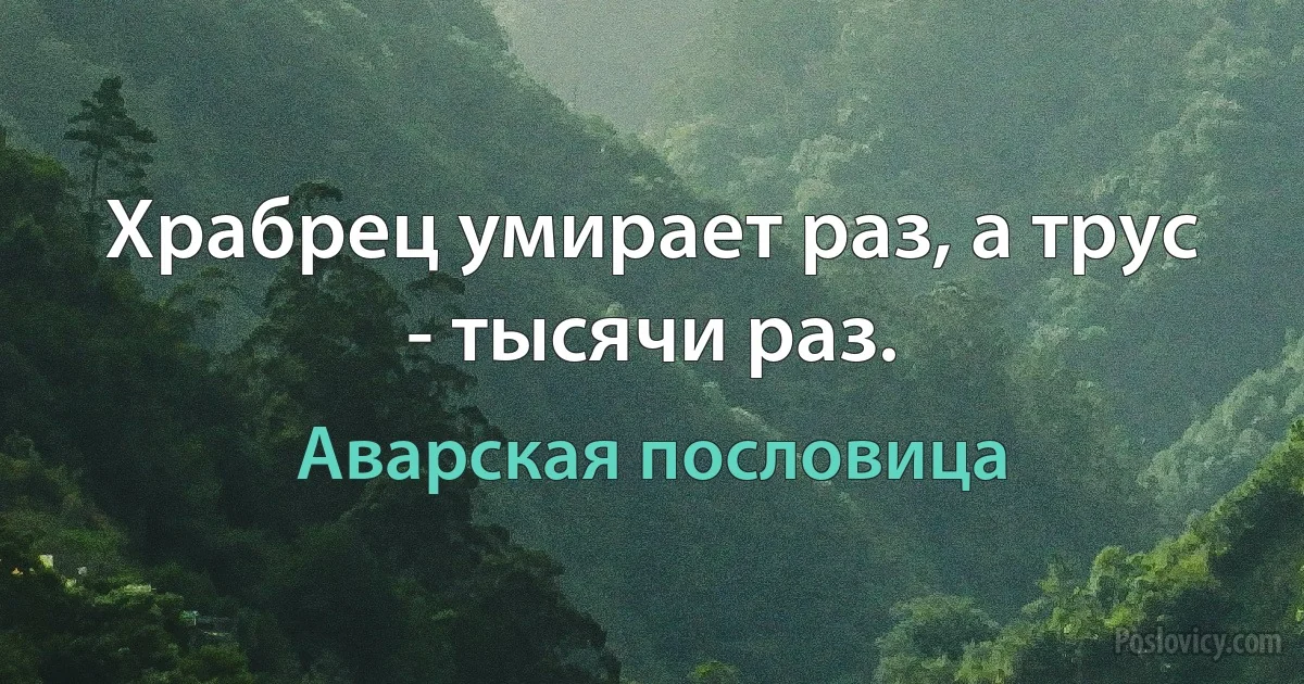 Храбрец умирает раз, а трус - тысячи раз. (Аварская пословица)