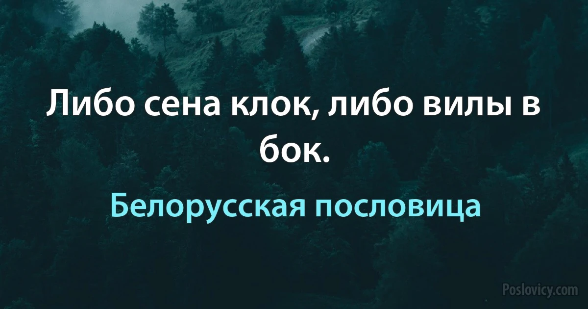 Либо сена клок, либо вилы в бок. (Белорусская пословица)