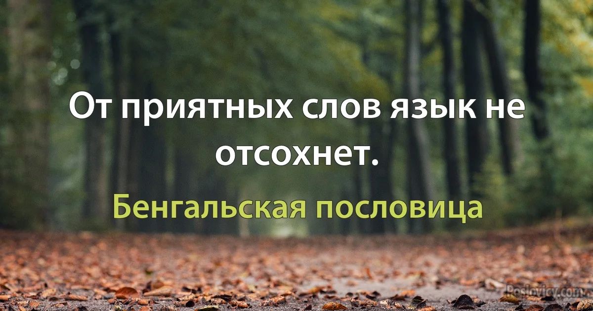 От приятных слов язык не отсохнет. (Бенгальская пословица)