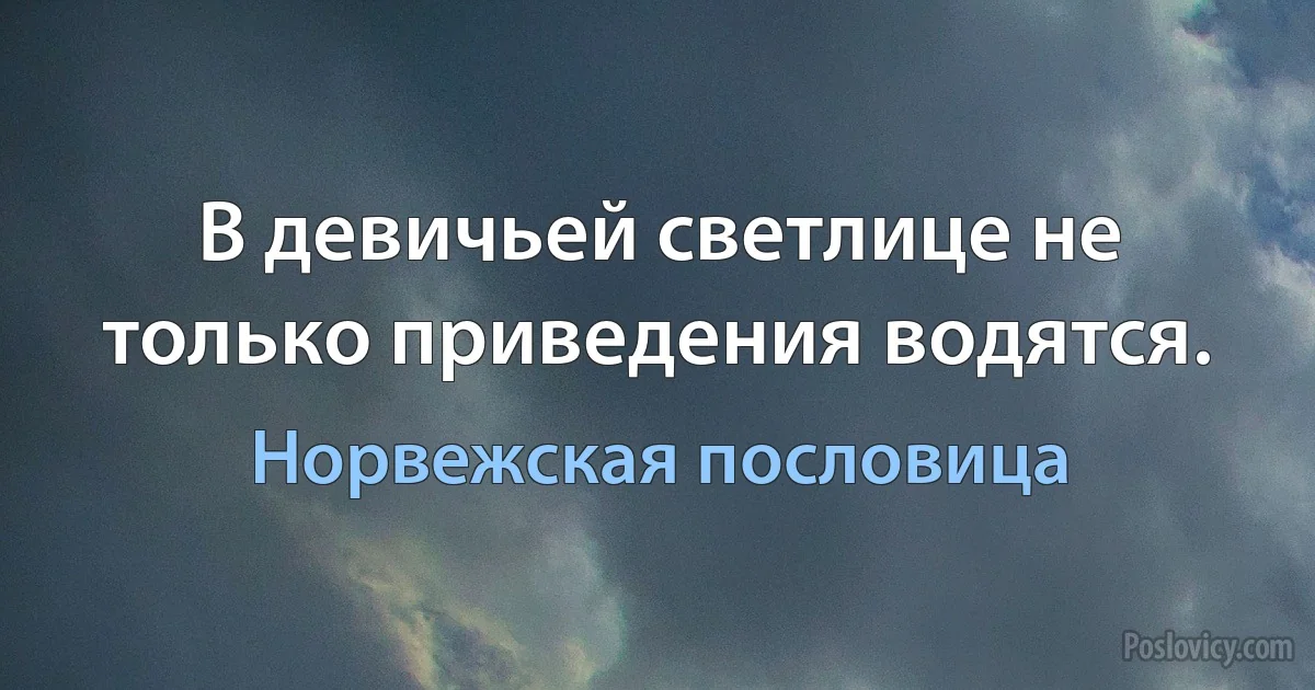 В девичьей светлице не только приведения водятся. (Норвежская пословица)