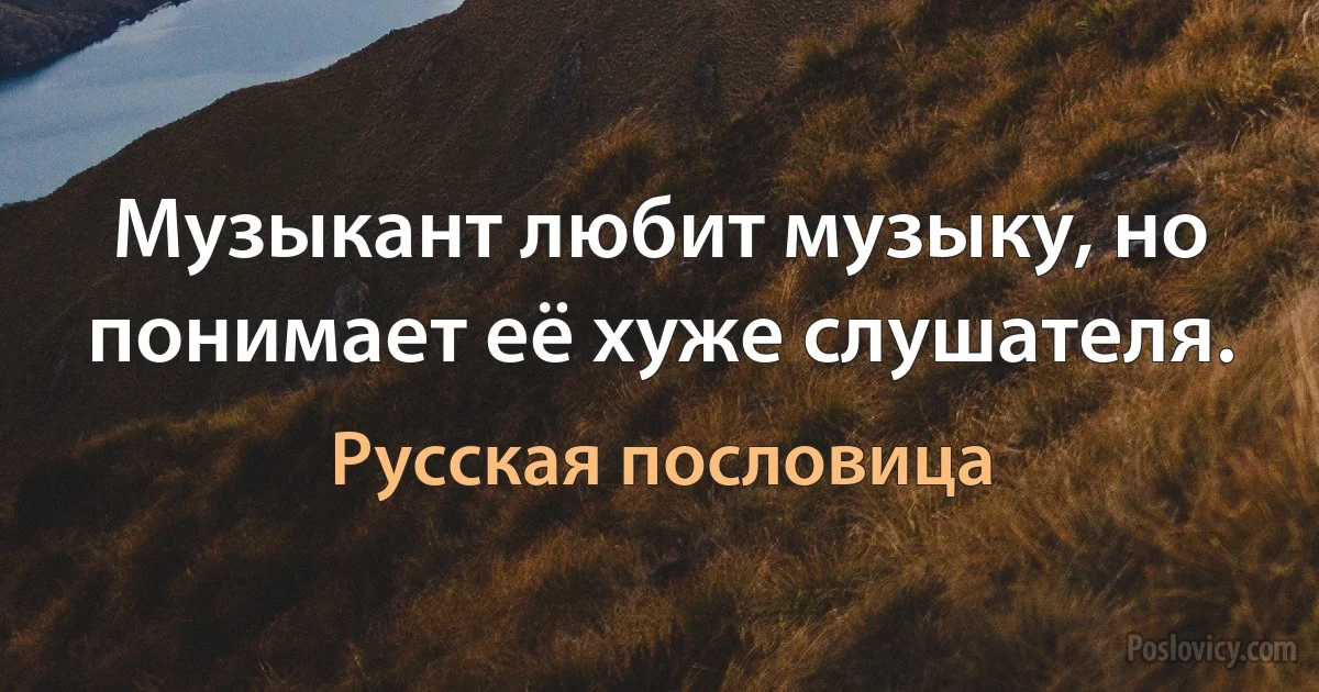 Музыкант любит музыку, но понимает её хуже слушателя. (Русская пословица)