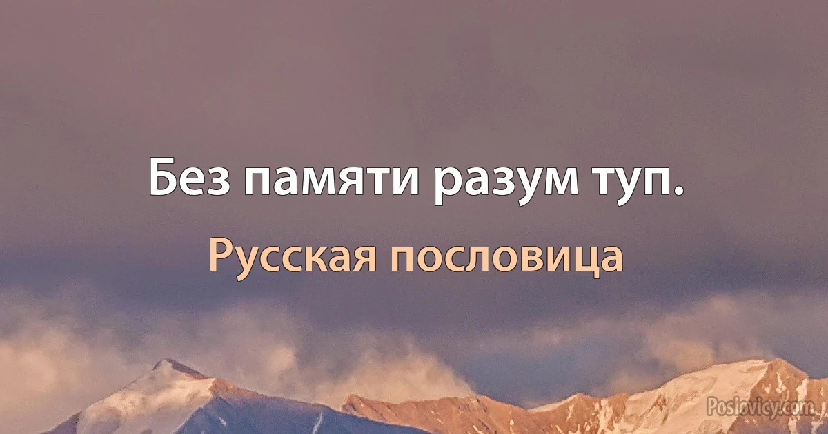 Без памяти разум туп. (Русская пословица)