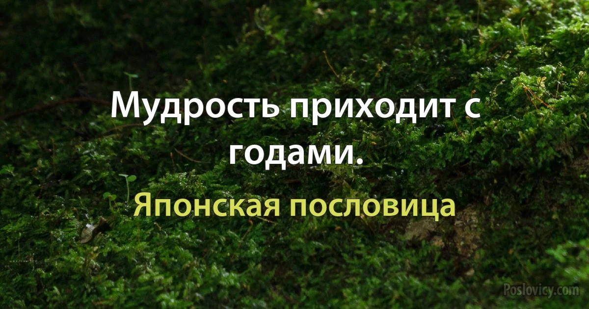 Мудрость приходит с годами. (Японская пословица)