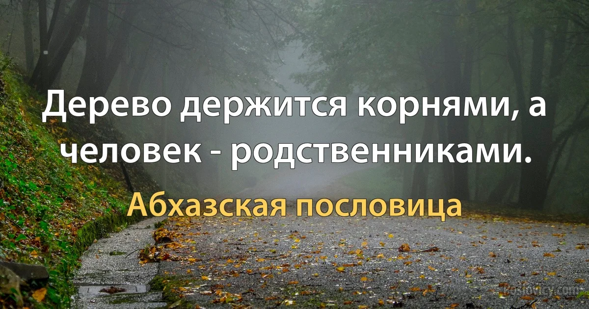 Дерево держится корнями, а человек - родственниками. (Абхазская пословица)