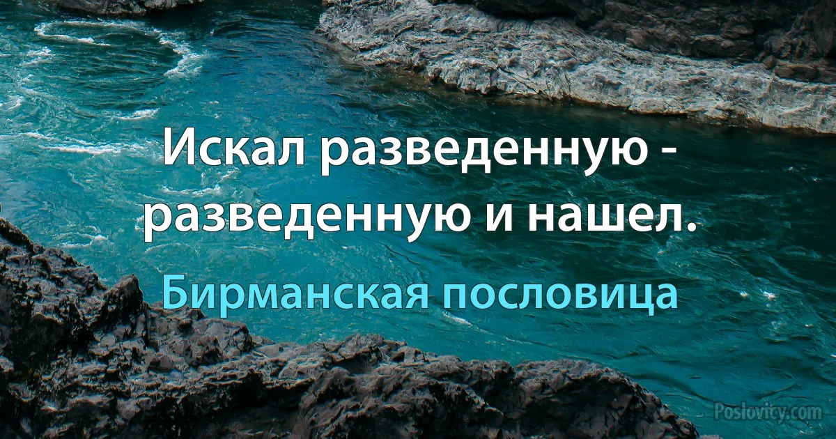 Искал разведенную - разведенную и нашел. (Бирманская пословица)