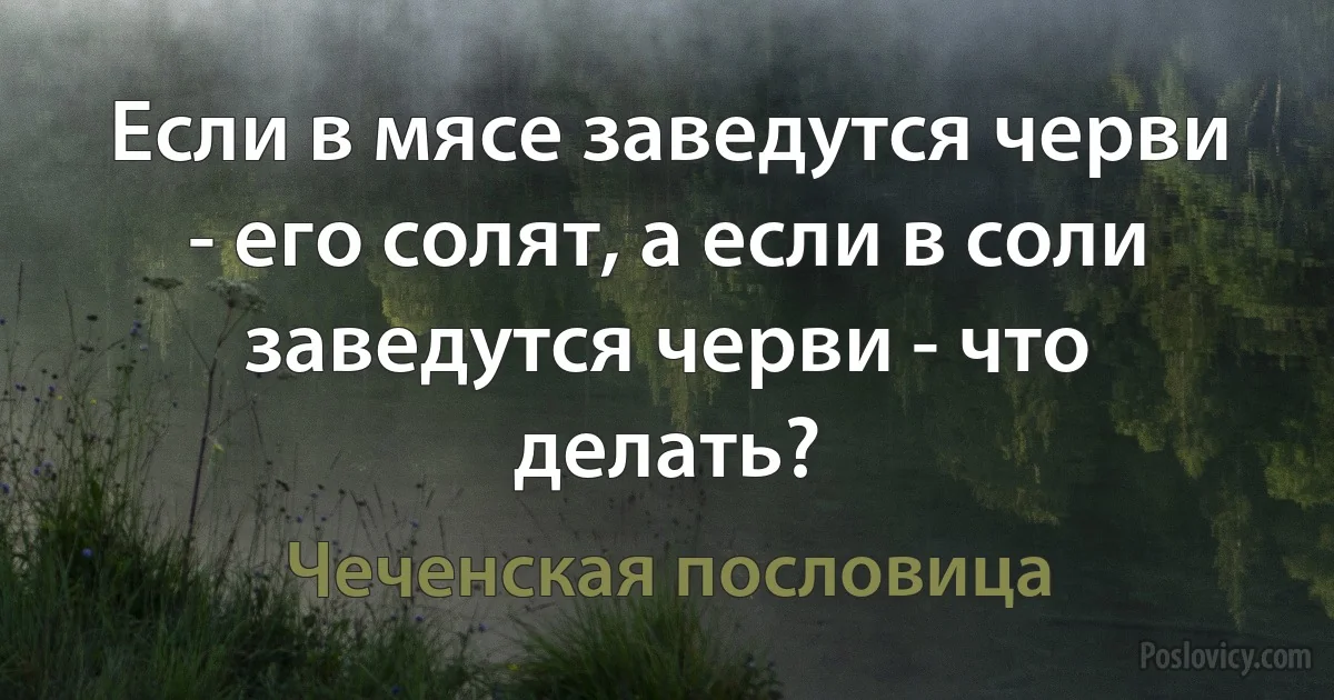 Если в мясе заведутся черви - его солят, а если в соли заведутся черви - что делать? (Чеченская пословица)