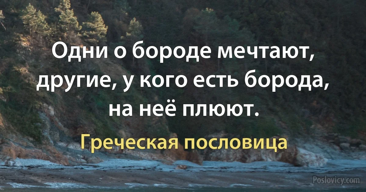 Одни о бороде мечтают, другие, у кого есть борода, на неё плюют. (Греческая пословица)