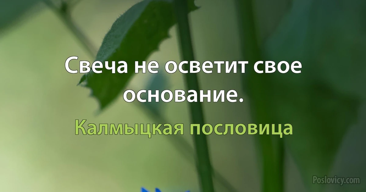 Свеча не осветит свое основание. (Калмыцкая пословица)