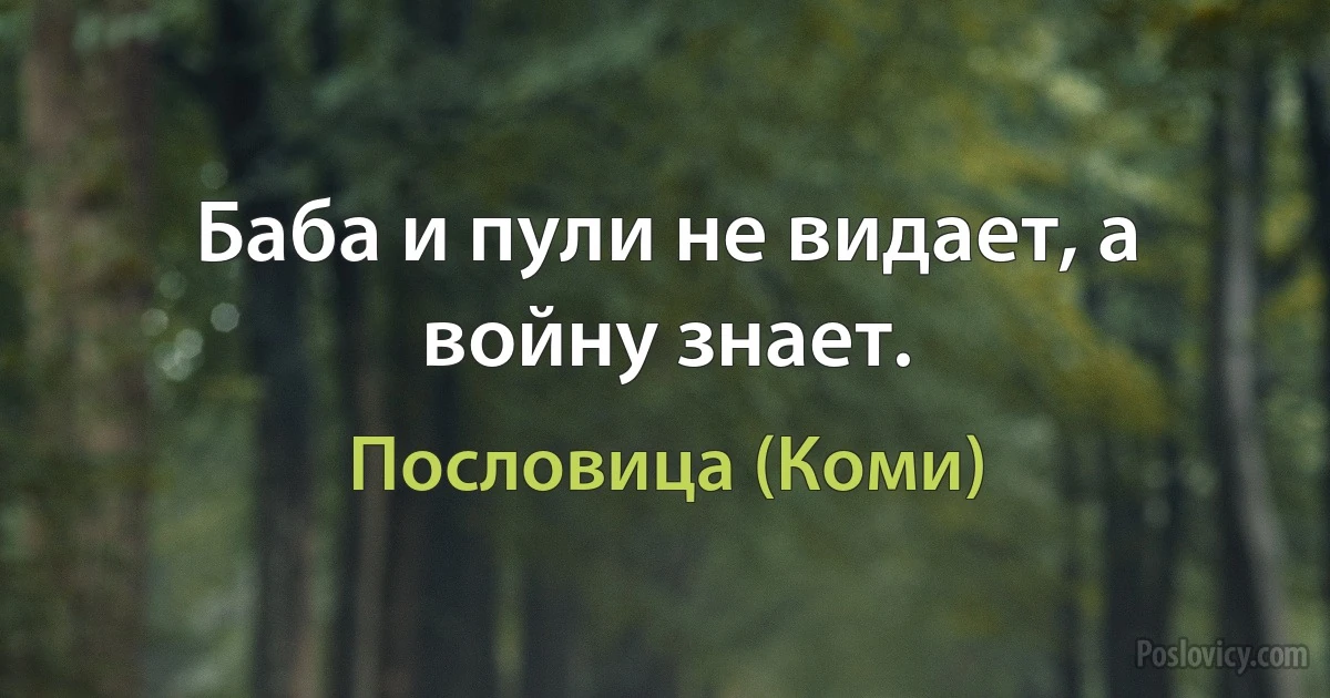 Баба и пули не видает, а войну знает. (Пословица (Коми))