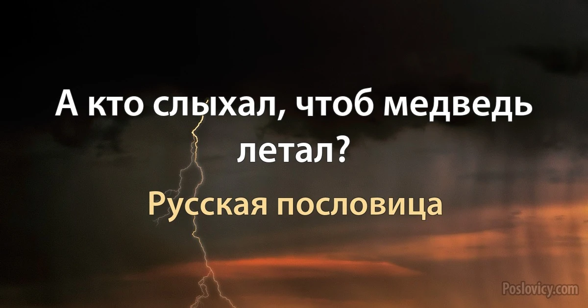 А кто слыхал, чтоб медведь летал? (Русская пословица)