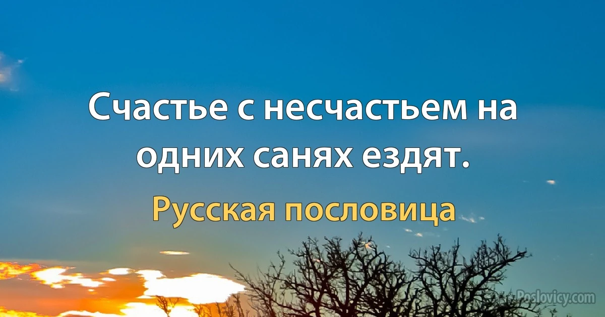 Счастье с несчастьем на одних санях ездят. (Русская пословица)