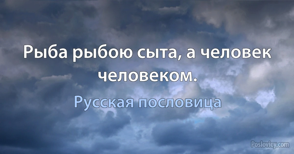 Рыба рыбою сыта, а человек человеком. (Русская пословица)