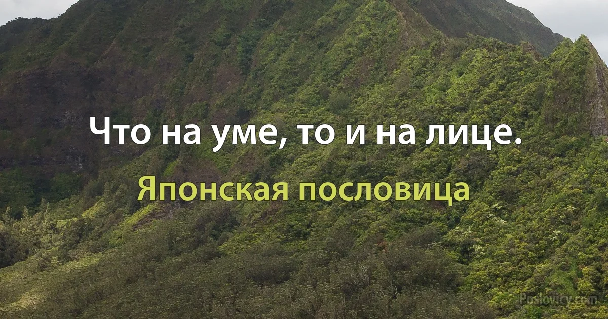 Что на уме, то и на лице. (Японская пословица)