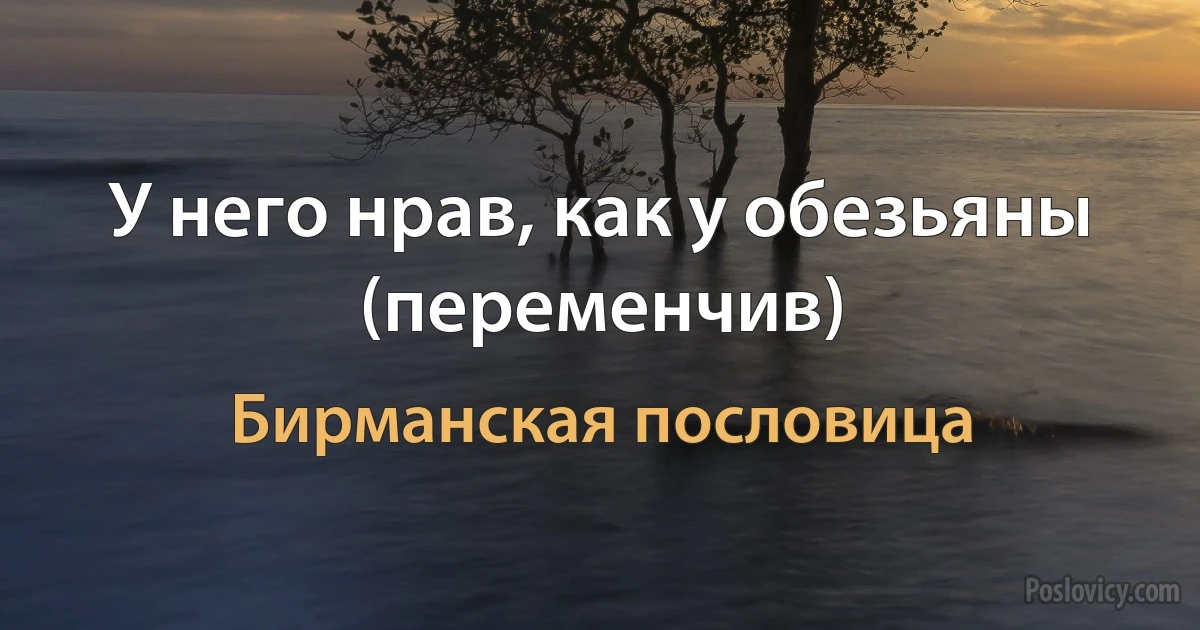 У него нрав, как у обезьяны (переменчив) (Бирманская пословица)