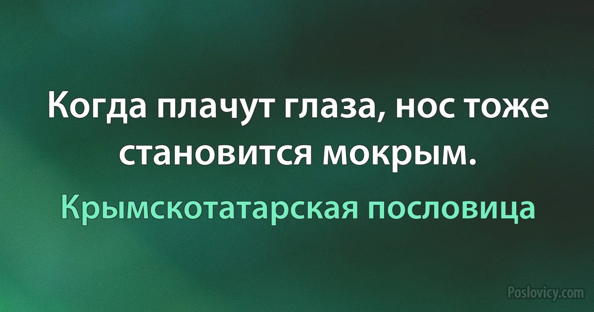 Когда плачут глаза, нос тоже становится мокрым. (Крымскотатарская пословица)