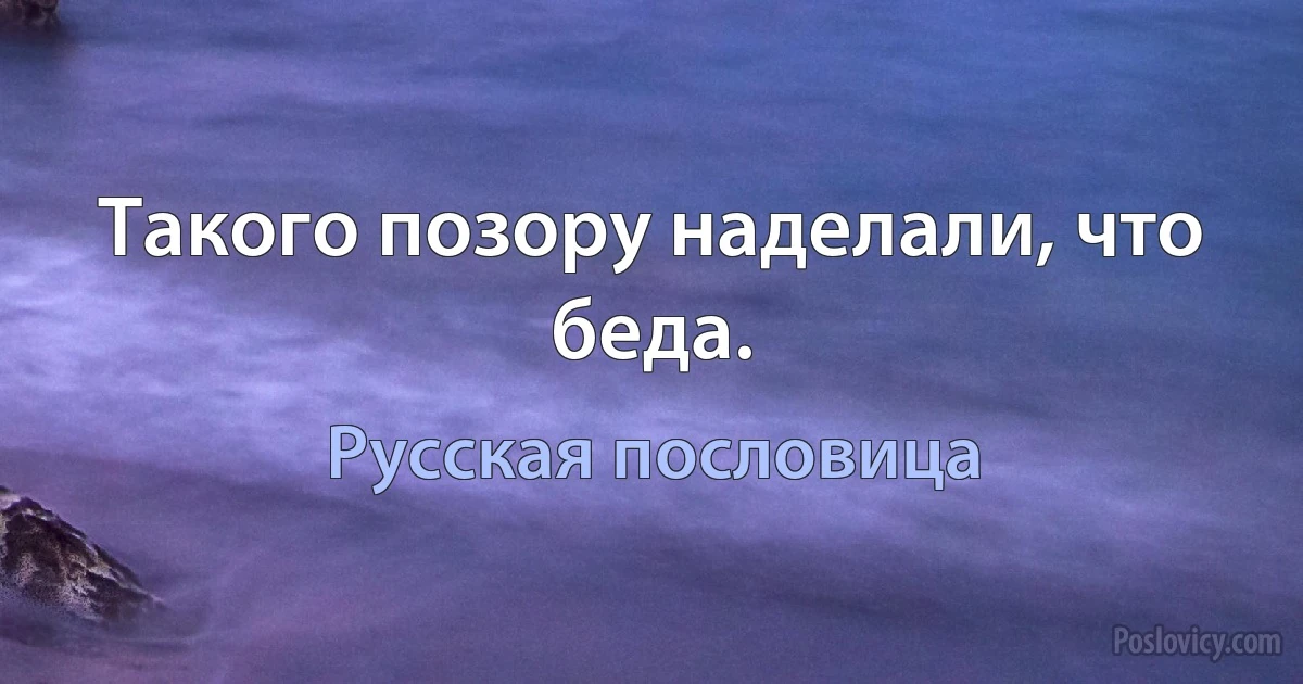 Такого позору наделали, что беда. (Русская пословица)