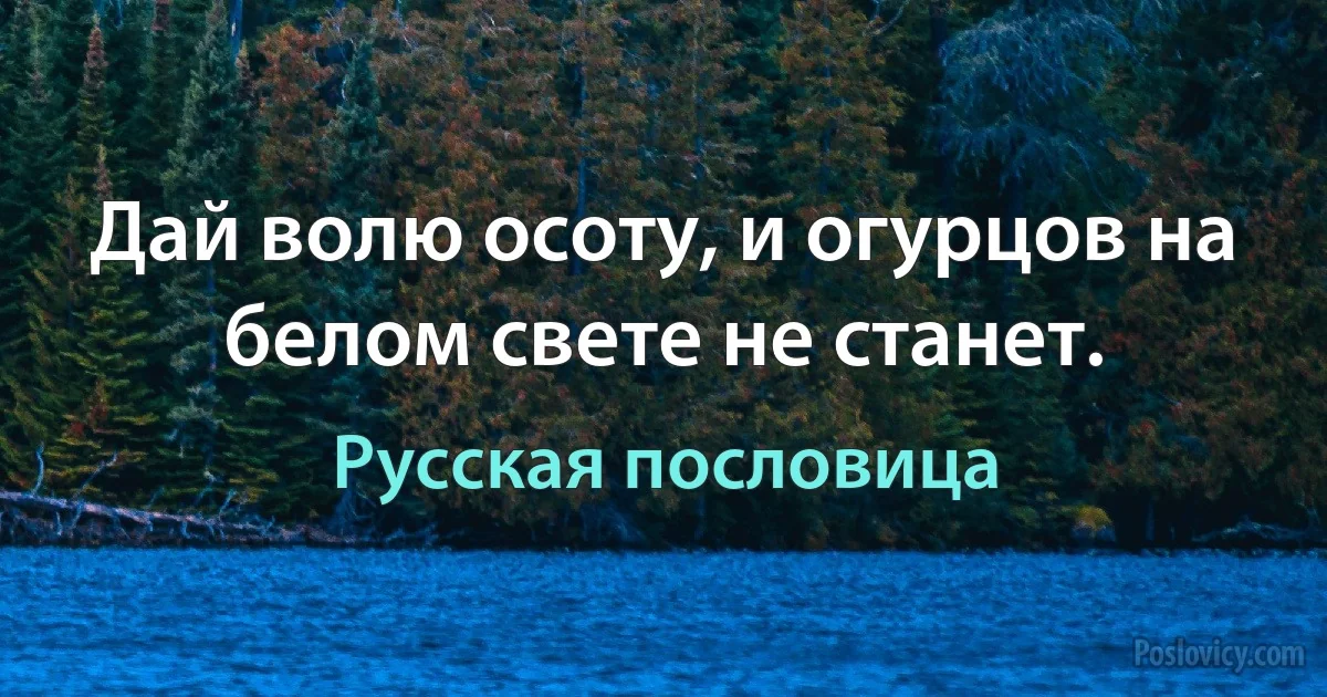 Дай волю осоту, и огурцов на белом свете не станет. (Русская пословица)