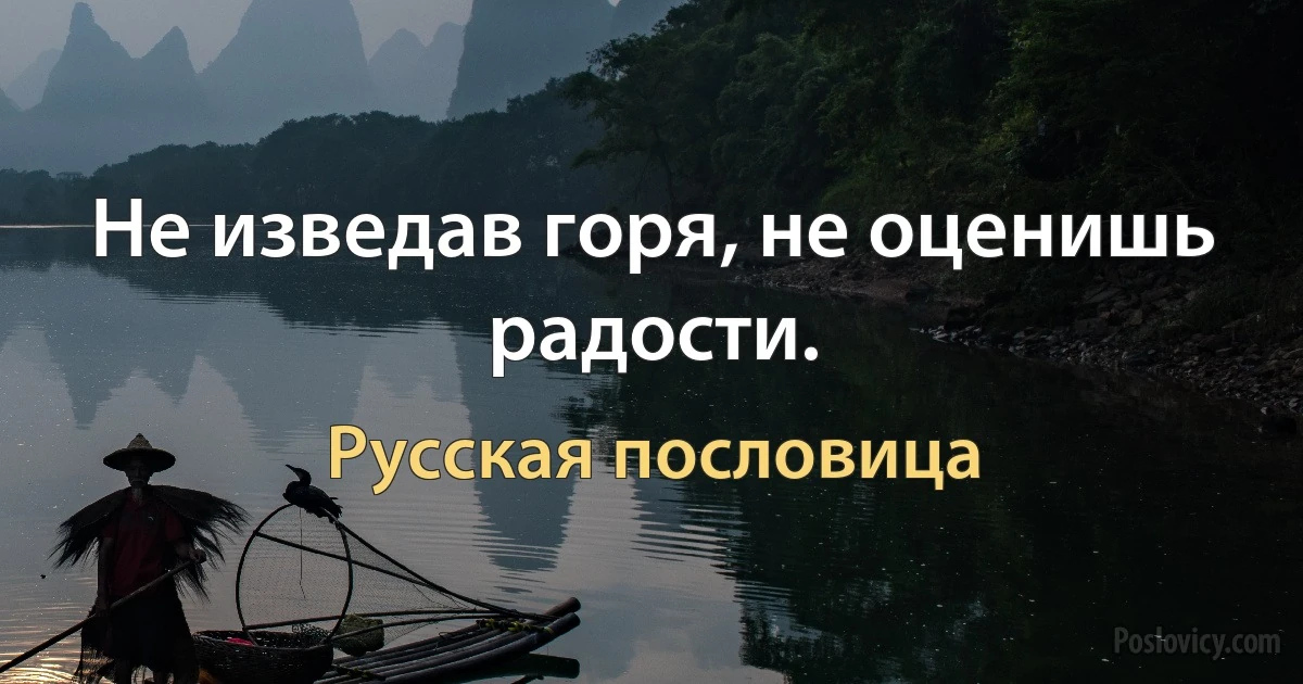 Не изведав горя, не оценишь радости. (Русская пословица)