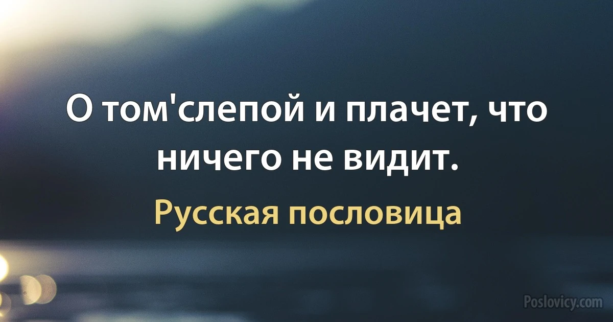 О том'слепой и плачет, что ничего не видит. (Русская пословица)