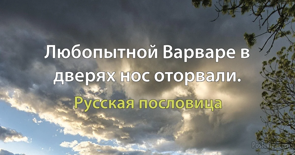 Любопытной Варваре в дверях нос оторвали. (Русская пословица)