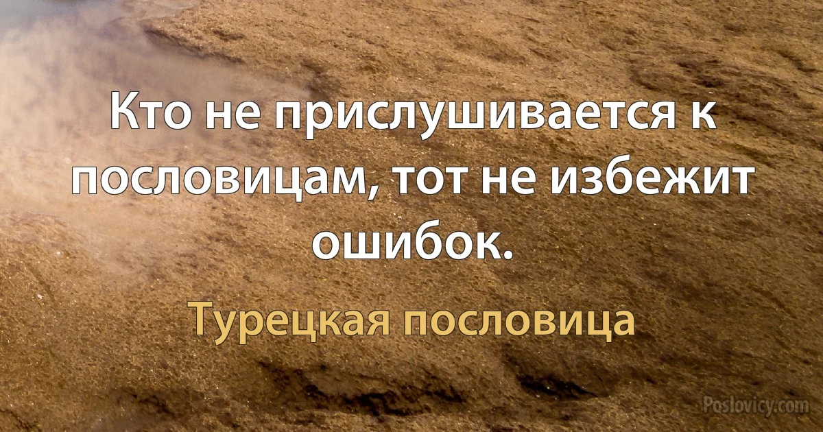 Кто не прислушивается к пословицам, тот не избежит ошибок. (Турецкая пословица)