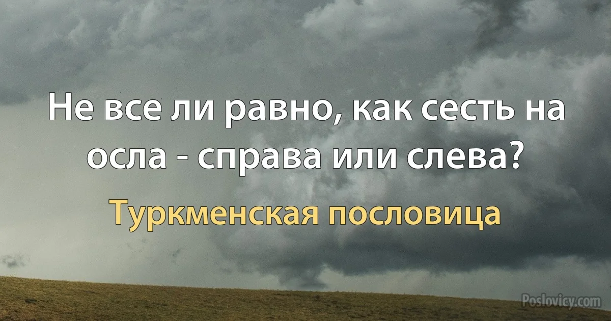 Не все ли равно, как сесть на осла - справа или слева? (Туркменская пословица)