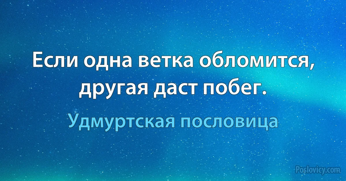 Если одна ветка обломится, другая даст побег. (Удмуртская пословица)