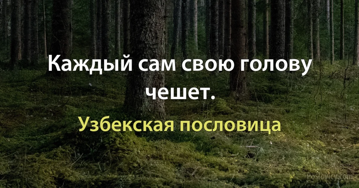 Каждый сам свою голову чешет. (Узбекская пословица)