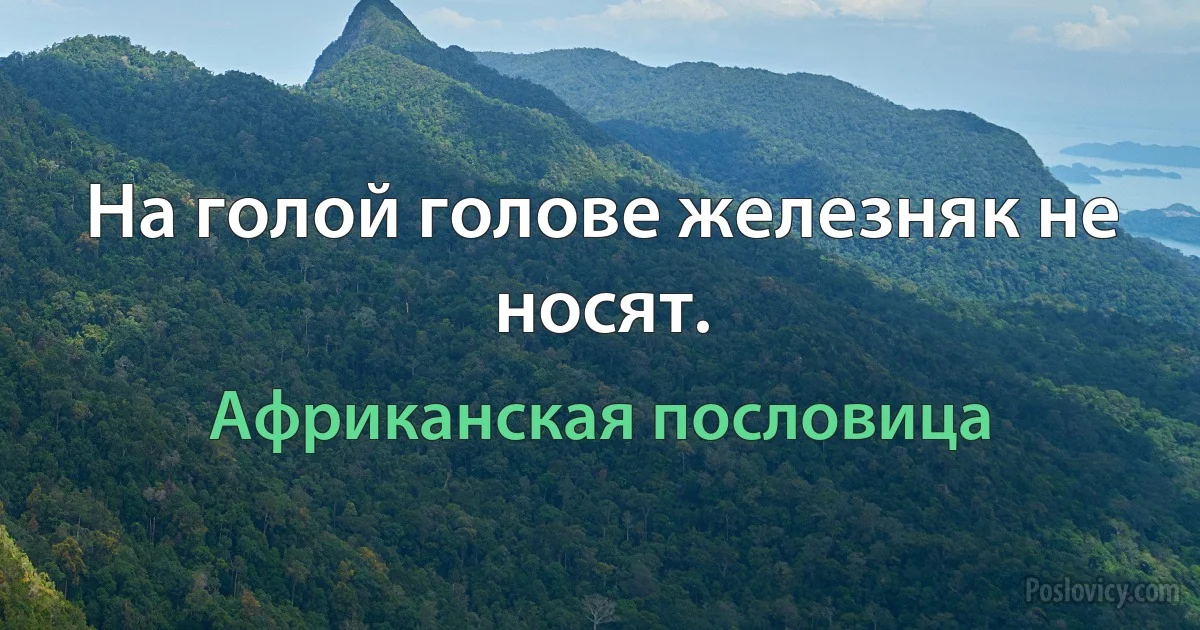 На голой голове железняк не носят. (Африканская пословица)