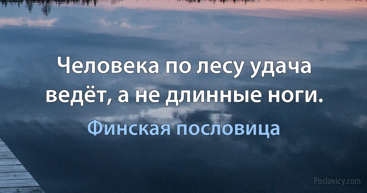 Человека по лесу удача ведёт, а не длинные ноги. (Финская пословица)