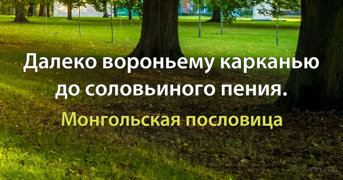 Далеко вороньему карканью до соловьиного пения. (Монгольская пословица)