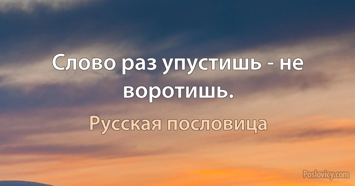 Слово раз упустишь - не воротишь. (Русская пословица)