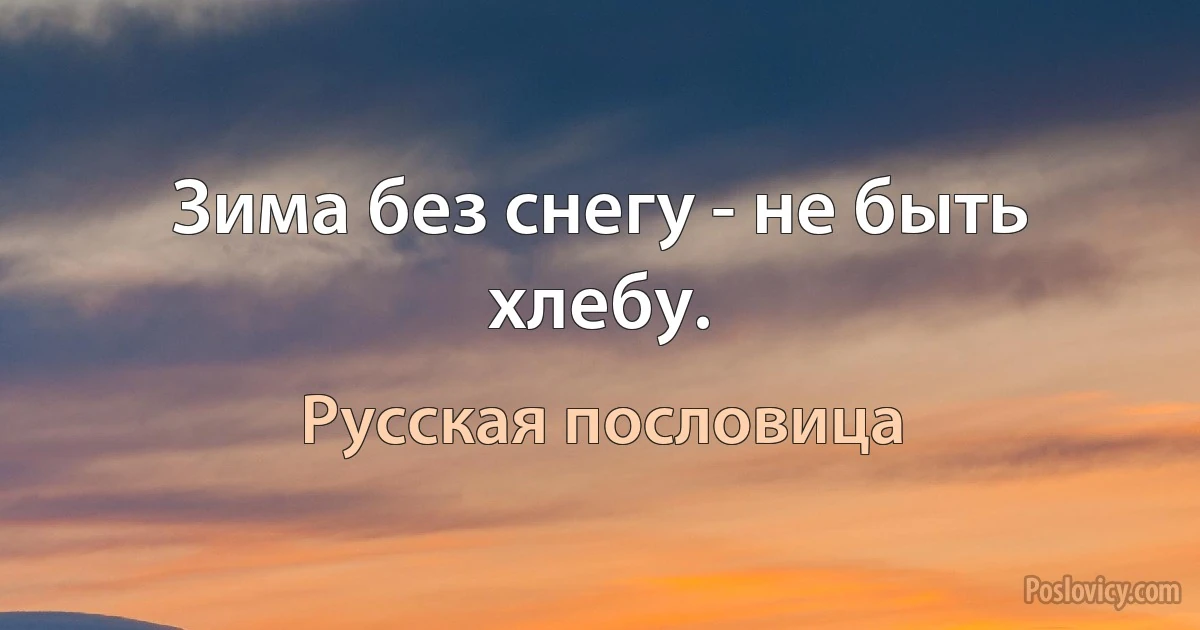 Зима без снегу - не быть хлебу. (Русская пословица)