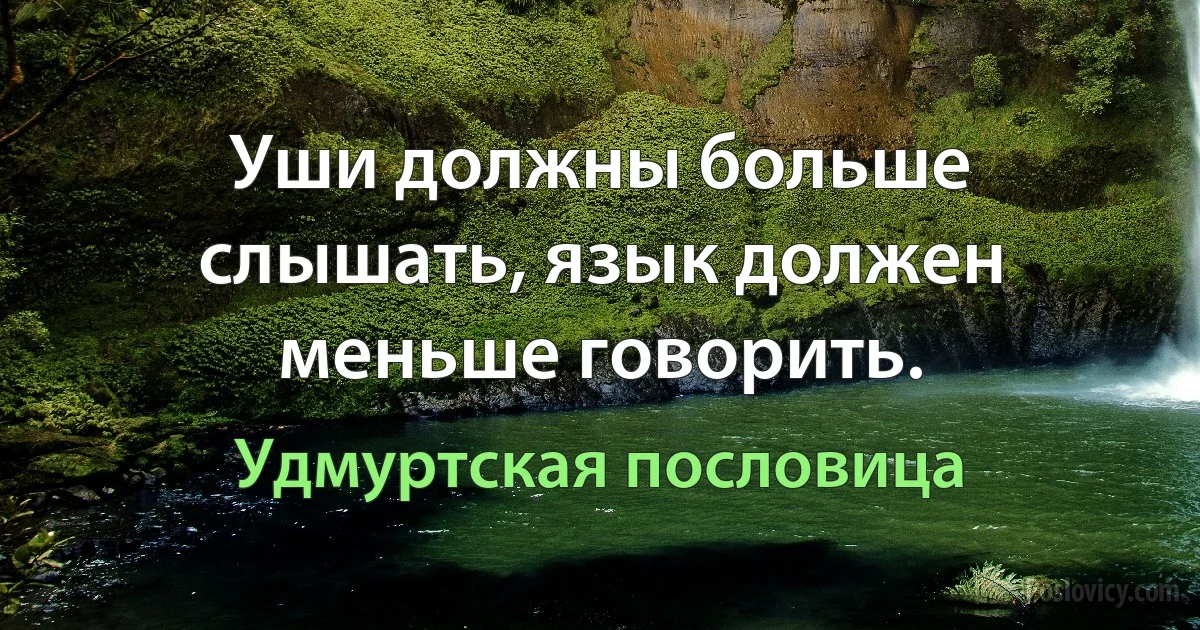 Уши должны больше слышать, язык должен меньше говорить. (Удмуртская пословица)