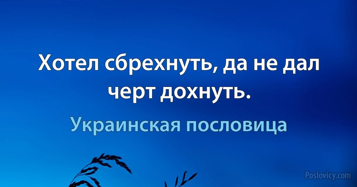 Хотел сбрехнуть, да не дал черт дохнуть. (Украинская пословица)