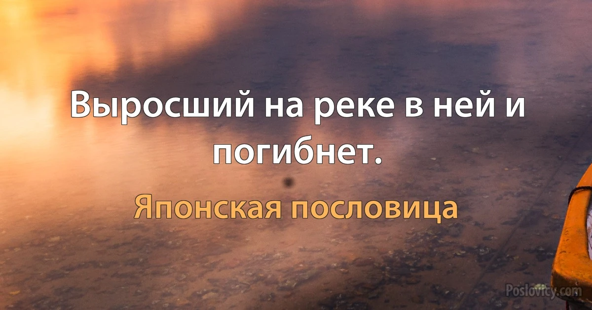 Выросший на реке в ней и погибнет. (Японская пословица)