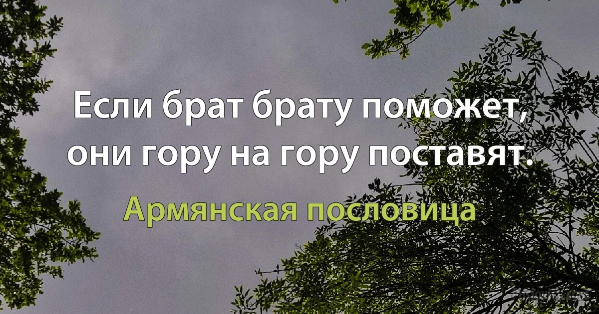 Если брат брату поможет, они гору на гору поставят. (Армянская пословица)