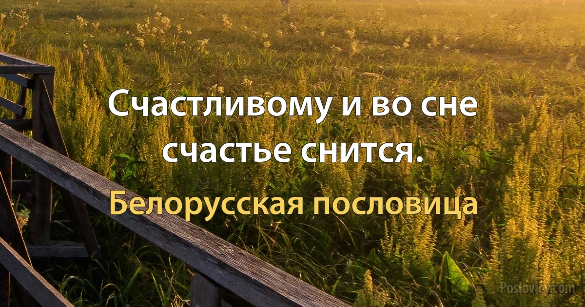 Счастливому и во сне счастье снится. (Белорусская пословица)